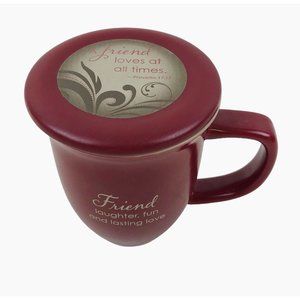 Abbey Gift Friend Scripture Mug Coaster Lid Coffee Proverbs 17:17 Bible Verse